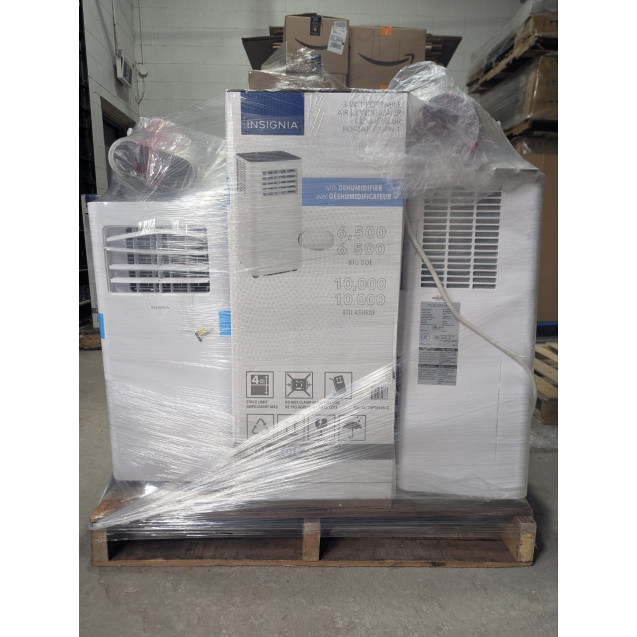 Air Conditioners Wholesale Pallet – New & High-Quality | 10 Units Mixed Types This air conditioners wholesale pallet contains 10 brand-new, high-quality air conditioning units, carefully packed for wholesale, resale, and liquidation buyers. Each pallet includes a mixed selection of air conditioners, making it suitable for a wide range of customers, commercial applications, and sales channels across the USA and international markets. Our pallets feature a variety of air conditioning solutions, including window units, portable ACs, and mini-split systems. Demand for reliable, energy-efficient air conditioners remains consistently high across retail stores, online marketplaces, property managers, and export channels. This pallet offers access to bulk inventory, helping resellers and contractors source trusted units that end customers actively search for every day. Pallet Details Total quantity: 10 air conditioners per pallet Condition: New, unused, retail-ready Authenticity: High-quality, genuine units Assortment: Mixed types and capacities (window units, portable, mini-split) Category: Home and commercial cooling appliances Packaging: Secure palletized shipment Items typically include a variety of BTU ratings, sizes, brands, and energy-efficient models, offering a balanced mix suitable for residential, commercial, and rental property use. The variety allows sellers to list individual units or sell in smaller lots depending on their business model. Suitable For Online sellers (Amazon, eBay, Shopify, Walmart) Physical appliance and electronics stores HVAC contractors and installation services Property managers and real estate investors Pallet liquidation buyers Exporters and international resellers seeking quality U.S. appliances Shipping & Wholesale Support We specialize in pallet liquidation and bulk wholesale supply, offering reliable packing, competitive pricing, and nationwide U.S. shipping options. Each pallet is handled professionally and sold with a clear focus on quality, consistency, and buyer confidence. This 10-unit air conditioner pallet is perfect for resellers and contractors looking to maximize profits with high-demand cooling appliances. Each unit is ready for immediate retail or commercial use, ensuring a fast return on investment.